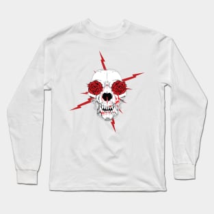 Canine Skull Dripping Blood New School Art Long Sleeve T-Shirt